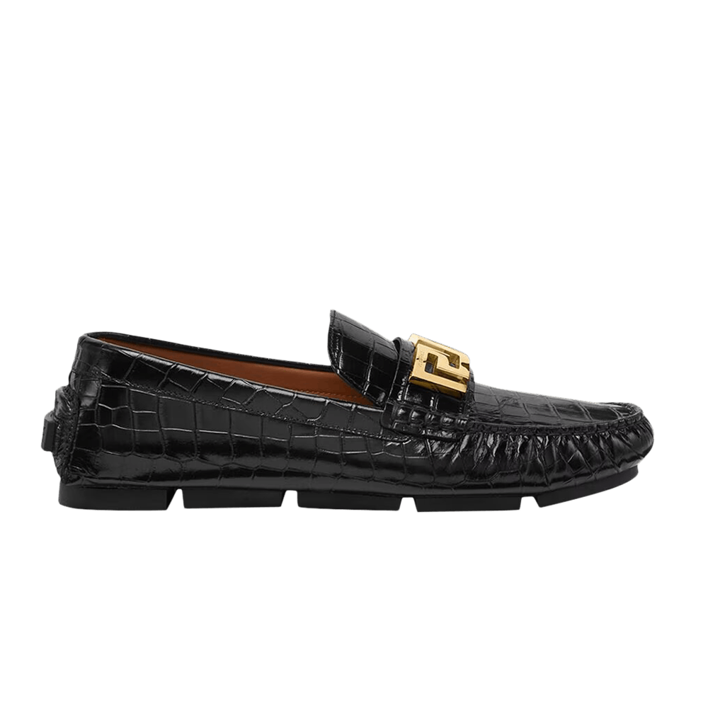 Versace Greca Loafer 'croc - Black Gold'