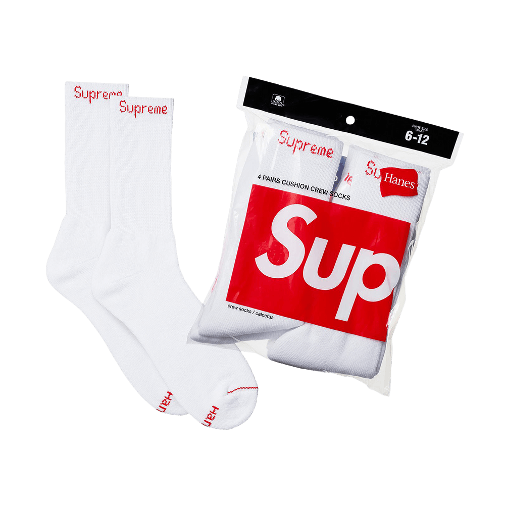 男女兼用 Socks Crew Hanes x Supreme Buy (4 99HAA26 - 'White' Pack) レッグウェア