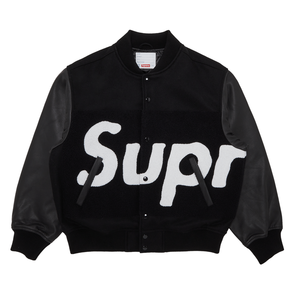 Supreme Big Logo Chenille Varsity Jacket 'Black'