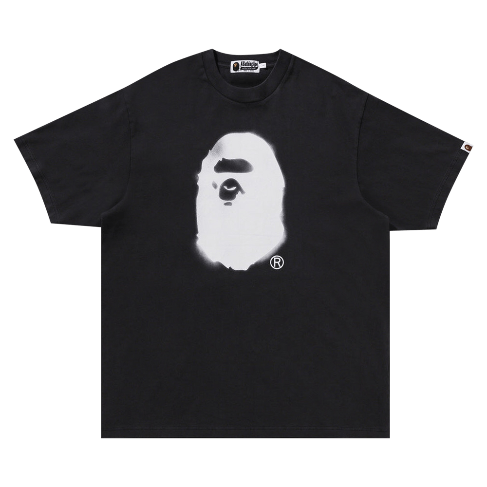 Buy BAPE Spray Ape Head Garment Dyed Relaxed Fit Tee 'Black