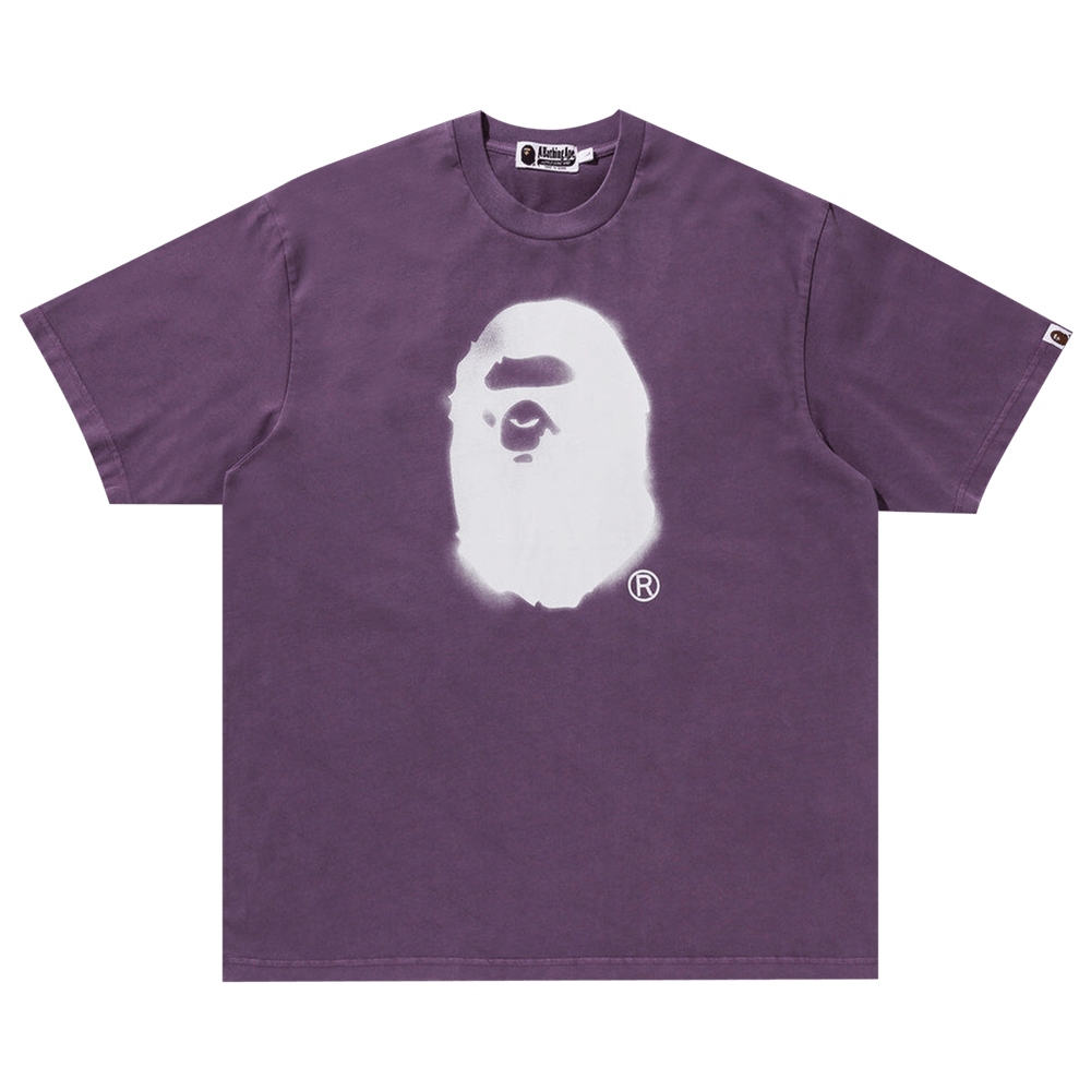 Buy BAPE Spray Ape Head Garment Dyed Relaxed Fit Tee 'Purple