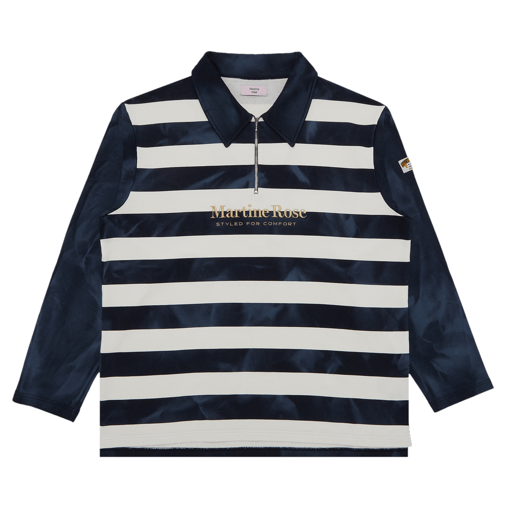 Buy Martine Rose Zip Up Polo 'Navy/White Stripe' - MRSS24 632B