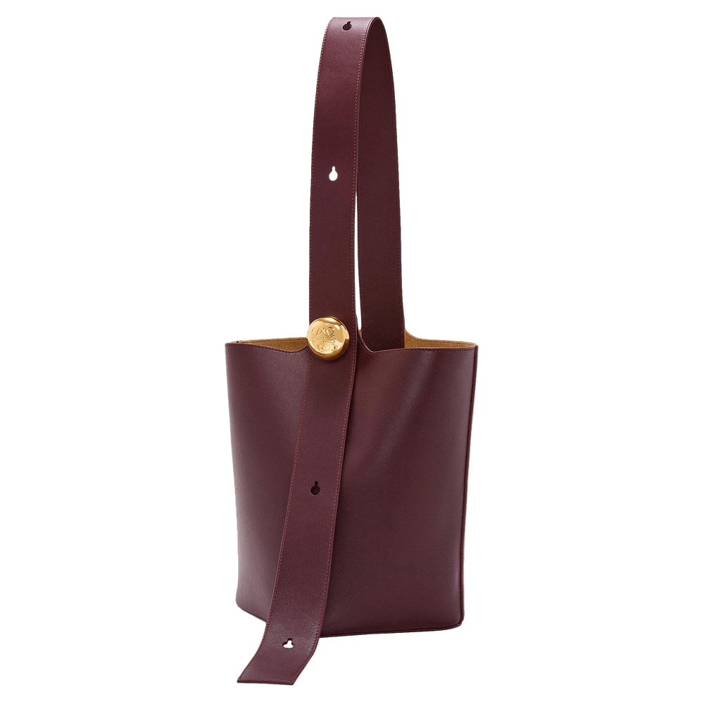 【LOEWE】PEBBLE BUCKET MEDIUM◆AANBBBWX01 Medium Pebble bucket in smooth calfskin Black - LOEWE