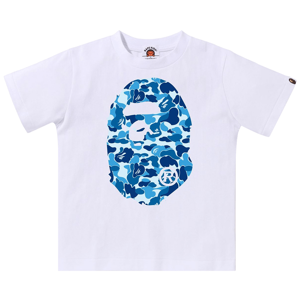 Buy BAPE Kids ABC Camo Big Ape Head Tee 'White/Blue' - 1K30