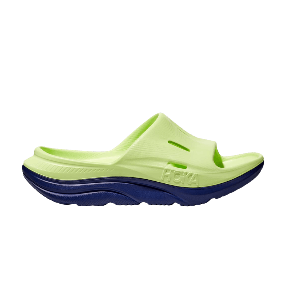 Hoka Ora Recovery Slide 3 Kids Lettuce Bellwether Blue