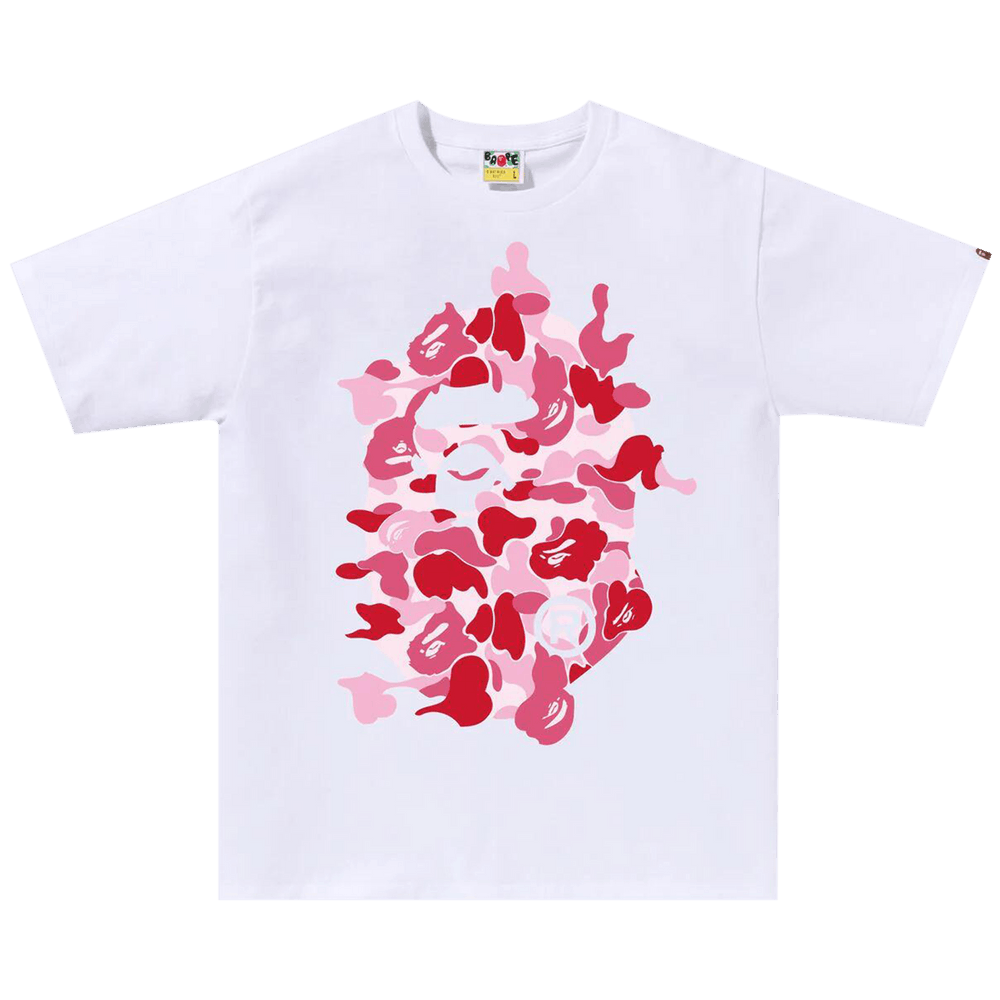 Buy BAPE ABC Camo Rebuild Big Ape Head Tee 'White/Pink
