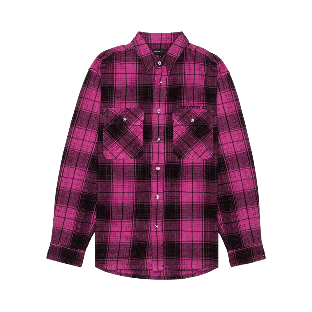 Buy PURPLE BRAND Plaid Flannel Long-Sleeve Shirt 'Pink