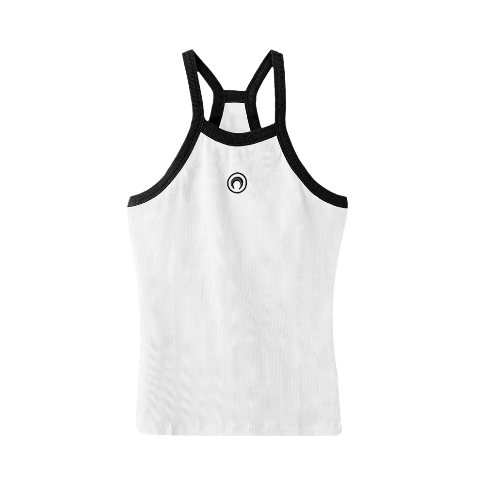 Marine Serre｜SLEEVELESS (MTT081ACJER0011 WH10) Organic Cotton Rib Tank Top • Marine Serre