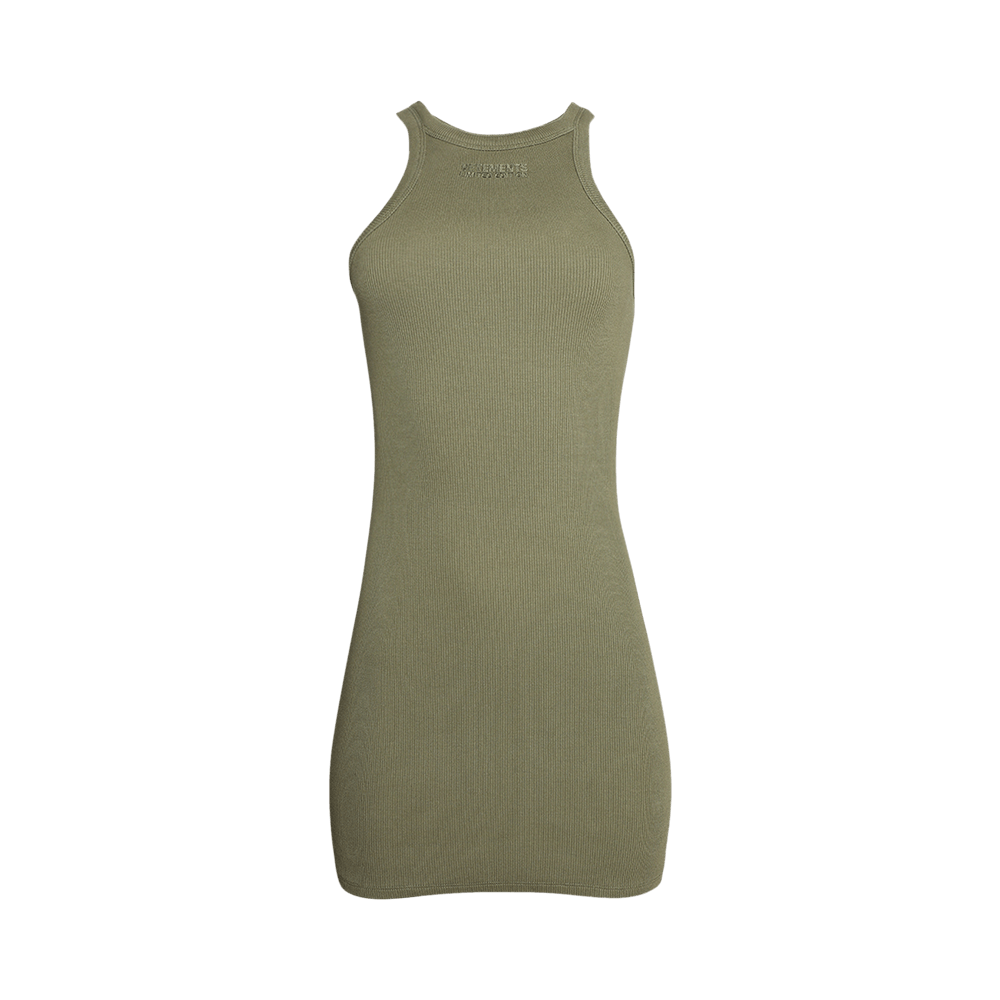 ワンピース VETEMENTS Woman Dress Green WE64DR440Z KHAKI Buy Vetements Racing Tank Top Dress 'Khaki' - WE64DR440Z