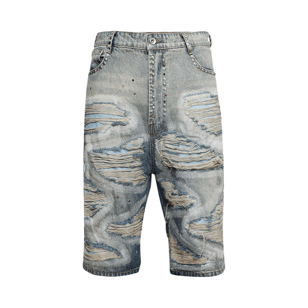 Buy Who Decides War Chrome Stud Embroidered Short 'Denim