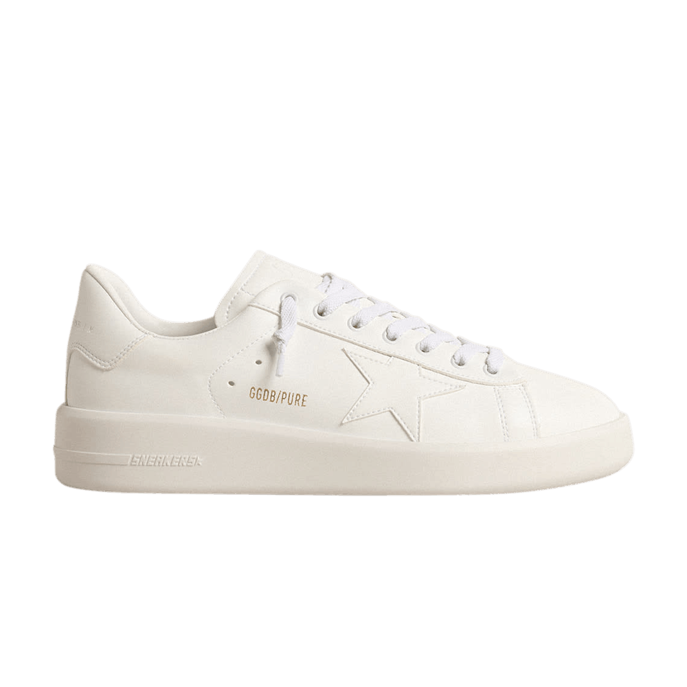 ★Golden ★ Purestar Sneakers Optic White GWF00197F0039 Purestar with white leather star and plum leather heel tab