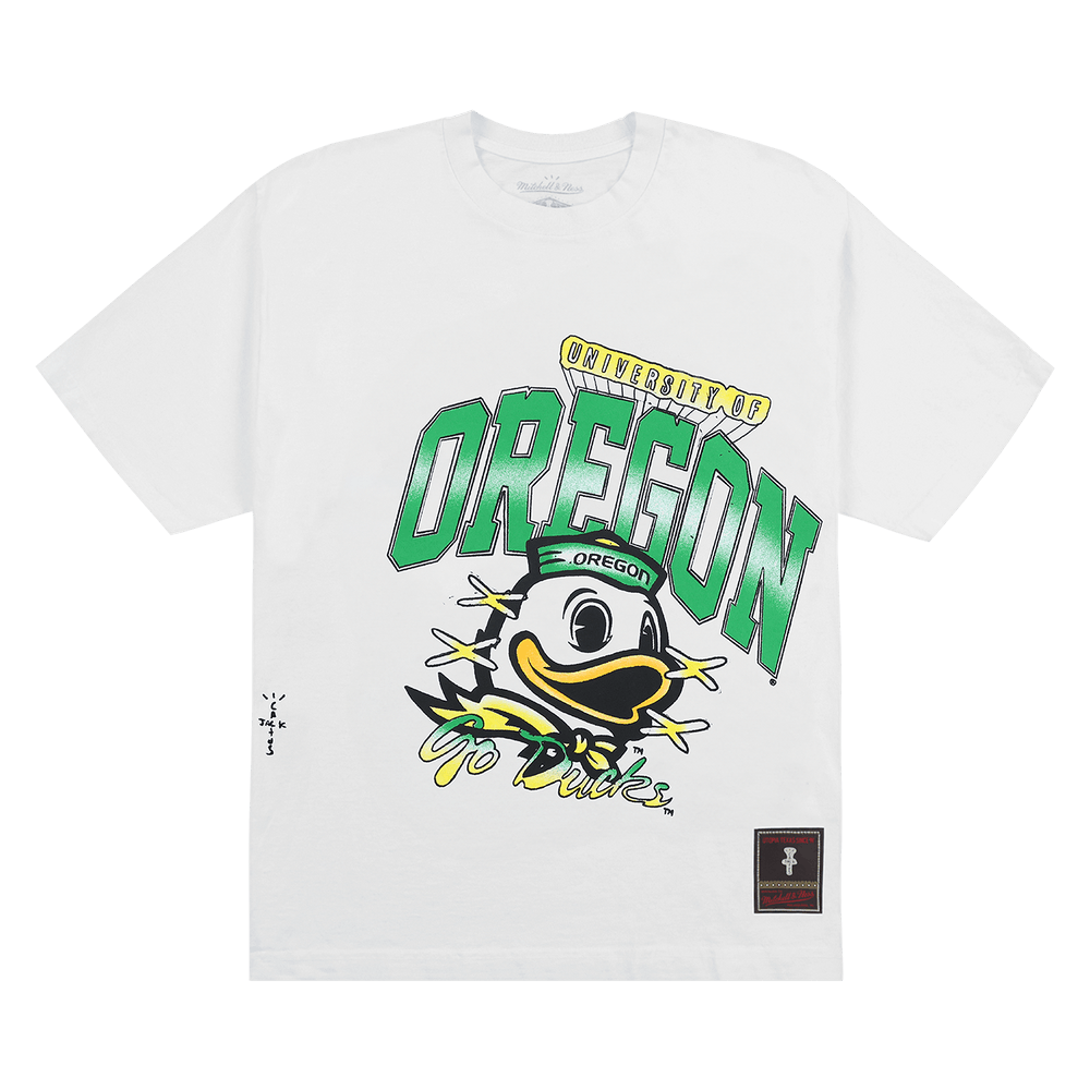 Buy Cactus Jack by Travis Scott x Mitchell Ness University Of Oregon Handdrawn Tee White SS9325 UOR WHIT GOAT CA