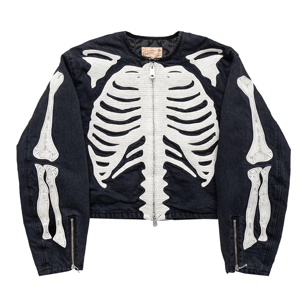 【最終値下げ‼️】kapital 14ozデニム モトクロスJKT BONE刺繍 Buy Kapital Bone Denim Motocross Jacket 'Black' - KR2402LJ06 BLAC