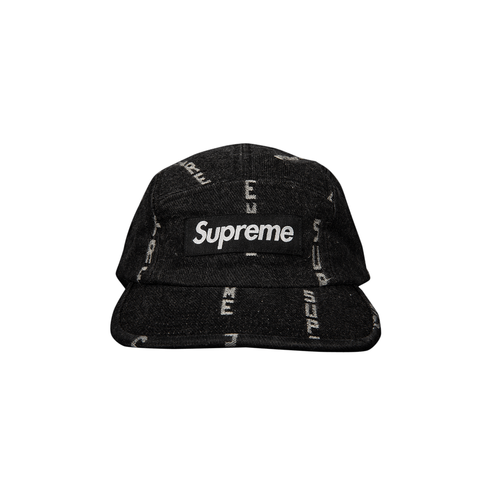 Buy Supreme Logo Stripe Jacquard Denim Camp Cap 'Black' - FW20H103