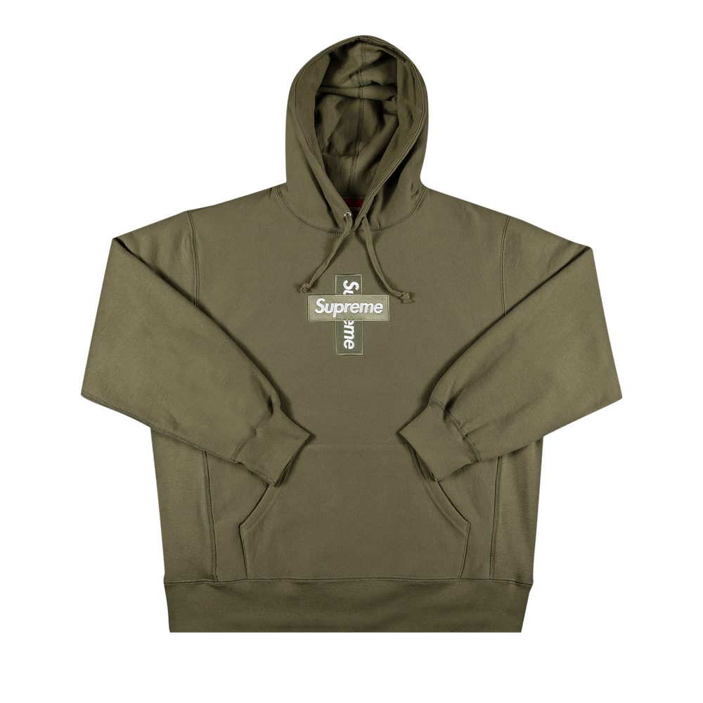 Buy Supreme Cross Box Logo Hooded Sweatshirt 'Light Olive' - FW20SW70 LIGHT  OLIVE | GOAT