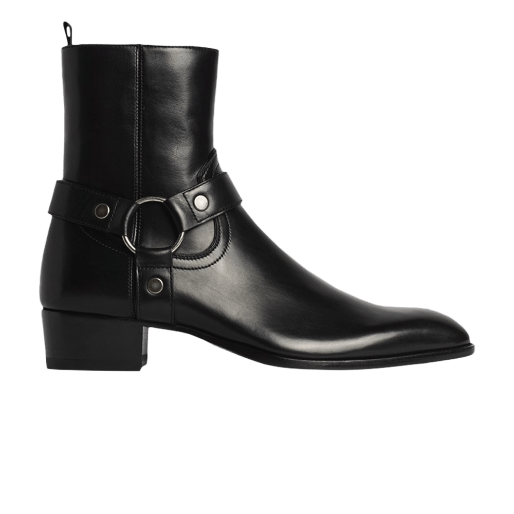 Buy Saint Laurent Wyatt 40mm Leather Harness Boot Black 634225 1YL00 1000 GOAT