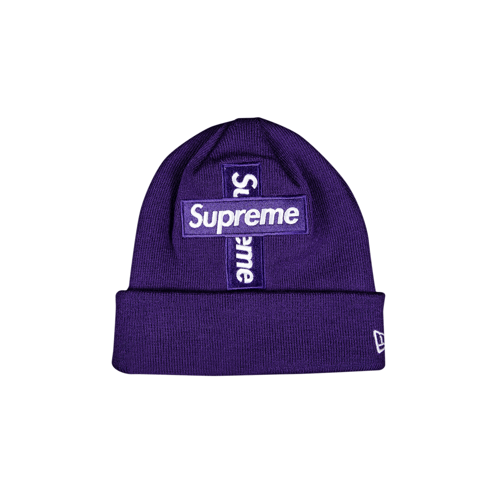 Supreme x New Era Cross Box Logo Beanie 'Navy'
