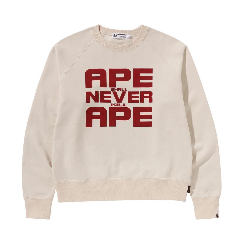 BAPE 迷彩パーカー APE SHALL NEVER KILL APE Buy BAPE Ape Shall Never Kill Ape Crewneck 'Ivory' - 1K20 113 005