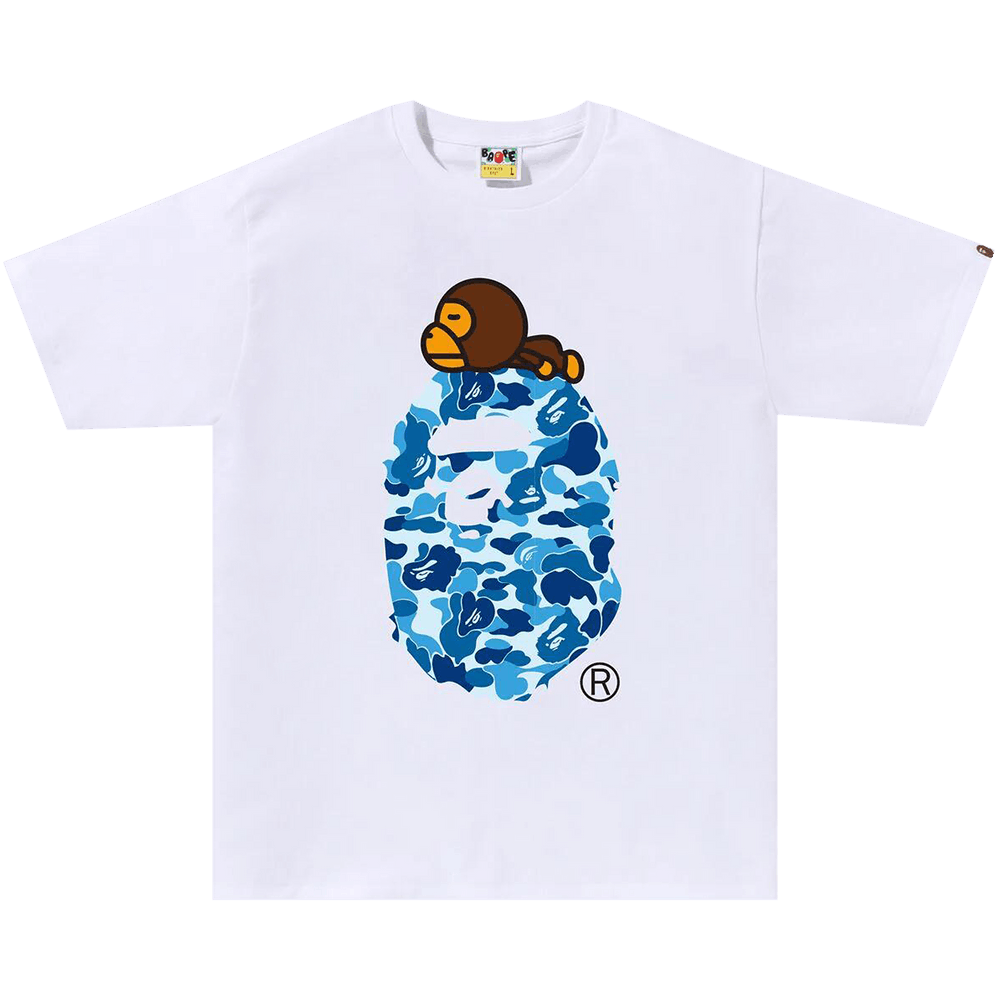 Buy BAPE ABC Camo Milo On Big Ape Tee 'White/Blue' - 2K30