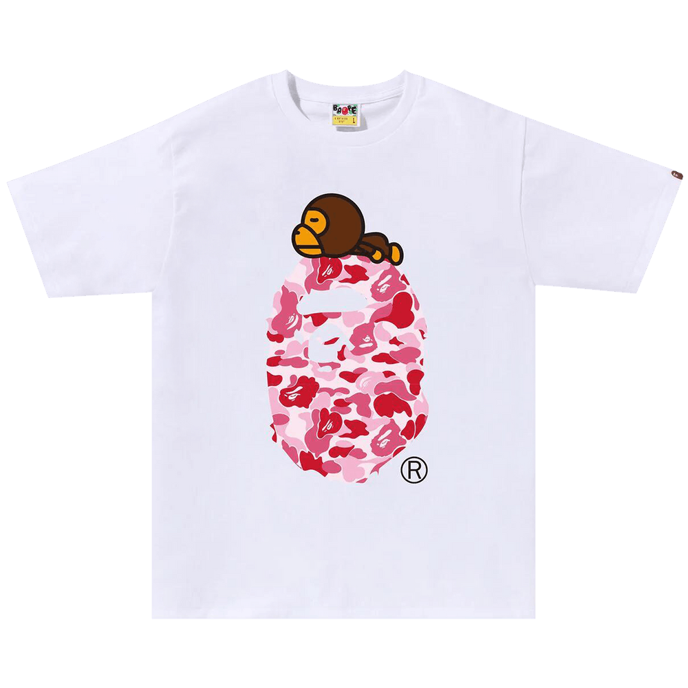 Buy BAPE ABC Camo Milo On Big Ape Tee 'White/Pink' - 2K30