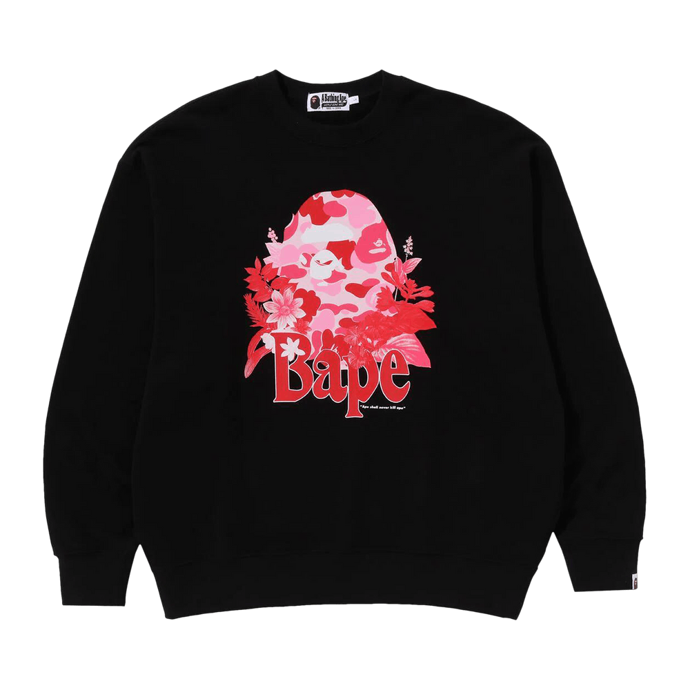 Buy BAPE Floral Ape Head Crewneck 'Black' - 1K30 113 310