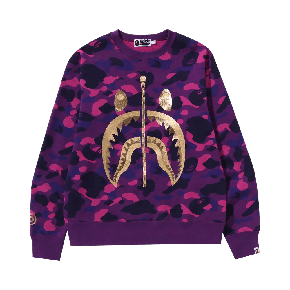Buy BAPE Color Camo Shark Crewneck Purple 1K30 113 003 PURPLE GOAT CA