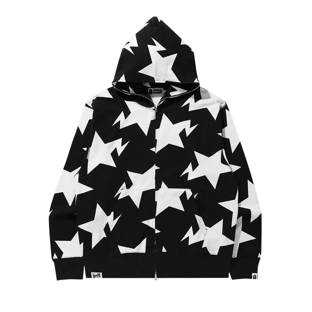 Buy BAPE Relaxed Sta Pattern Full Zip Hoodie 'Black' - 1G80