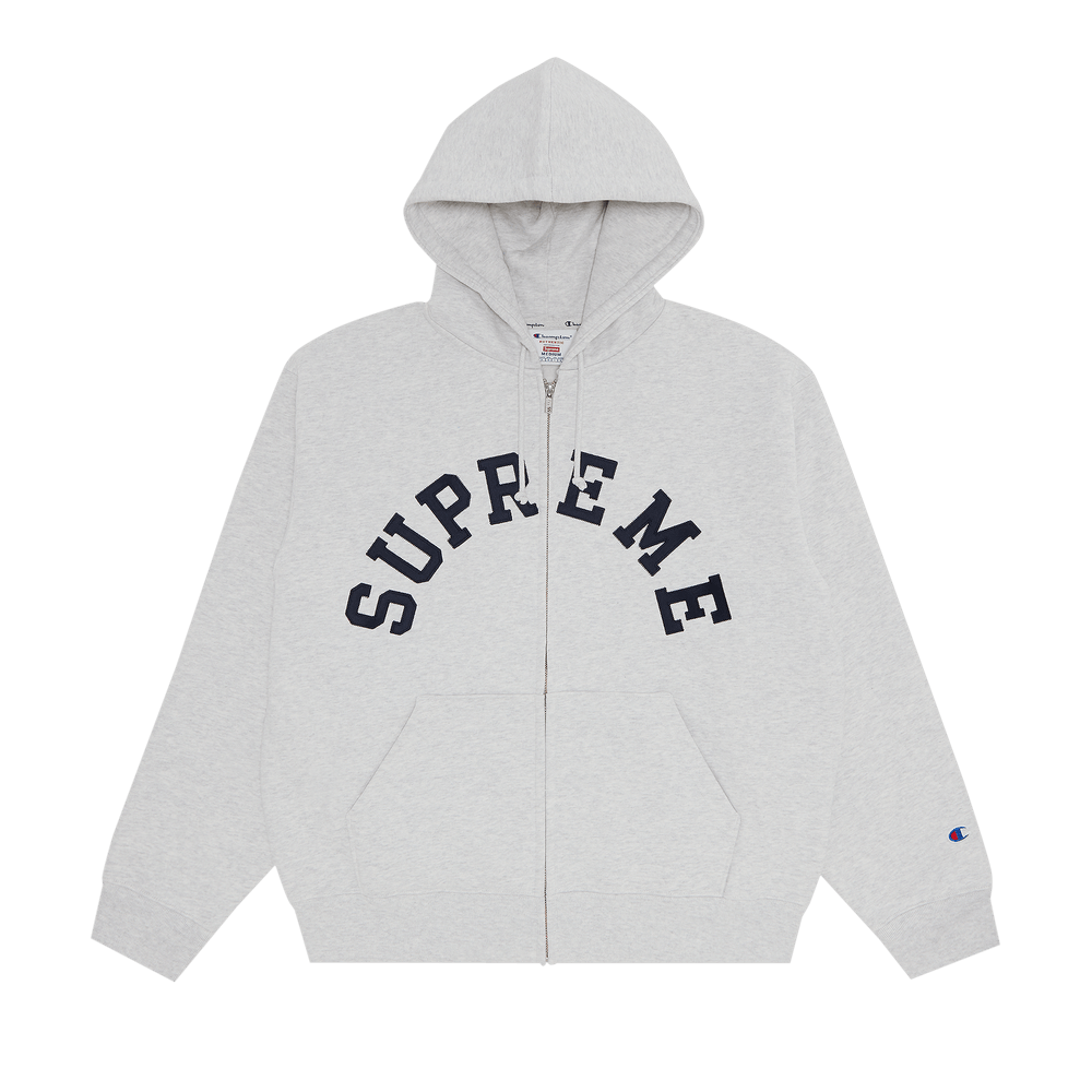 Buy Supreme x Champion Zip Up Hooded Sweatshirt 'Ash Grey