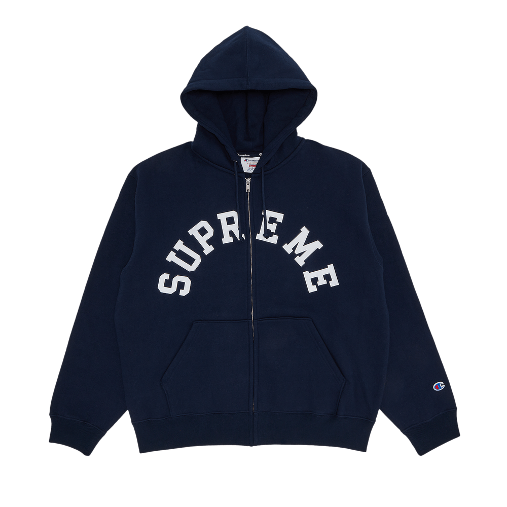 Buy Supreme x Champion Zip Up Hooded Sweatshirt 'Navy 