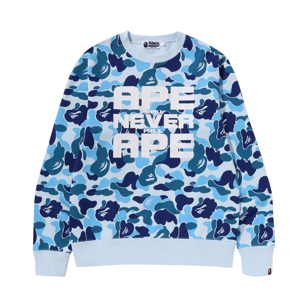 Buy BAPE ABC Camo Asnka Crewneck 'Blue' - 1K30 113 009 BLUE