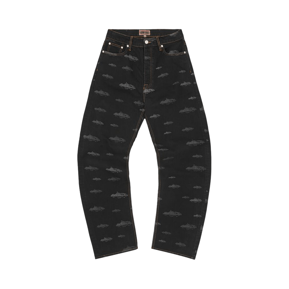 Buy Corteiz Alcatraz Pattern Denim Jeans 'Black' - 7892