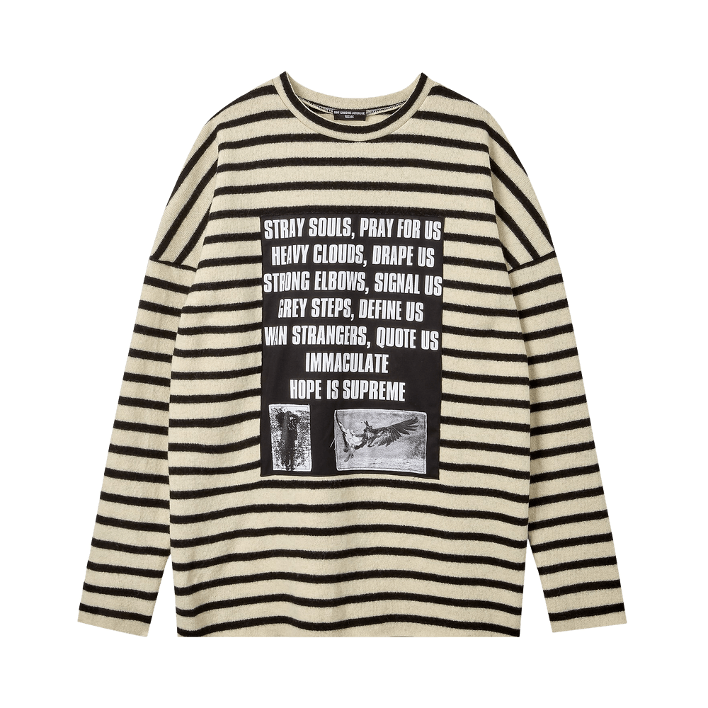 Buy Raf Simons Redux Striped Sweater With Patches 'Off White