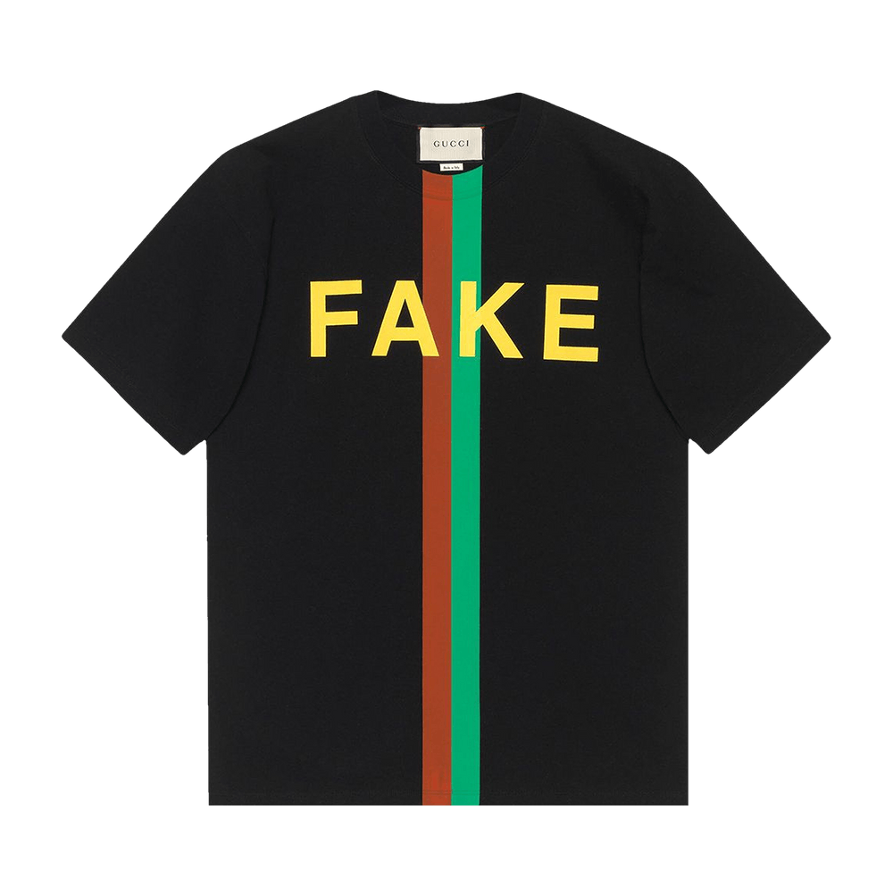 Buy Gucci Fake/Not Print Oversize T-Shirt 'Black' - 616036 XJCXX