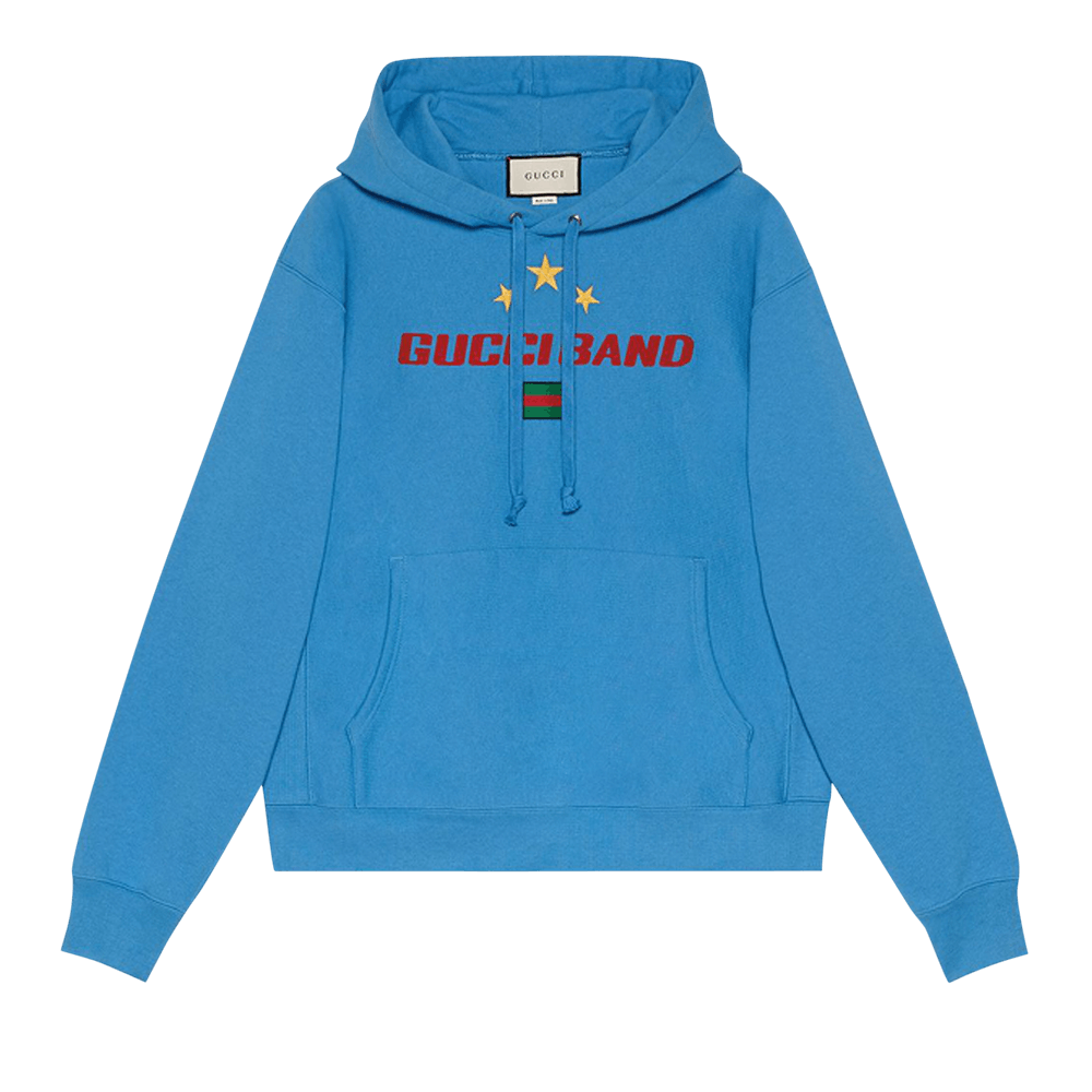 Buy Gucci Band Print Hoodie 'Blue' - 560502 XJB27 4370 | GOAT