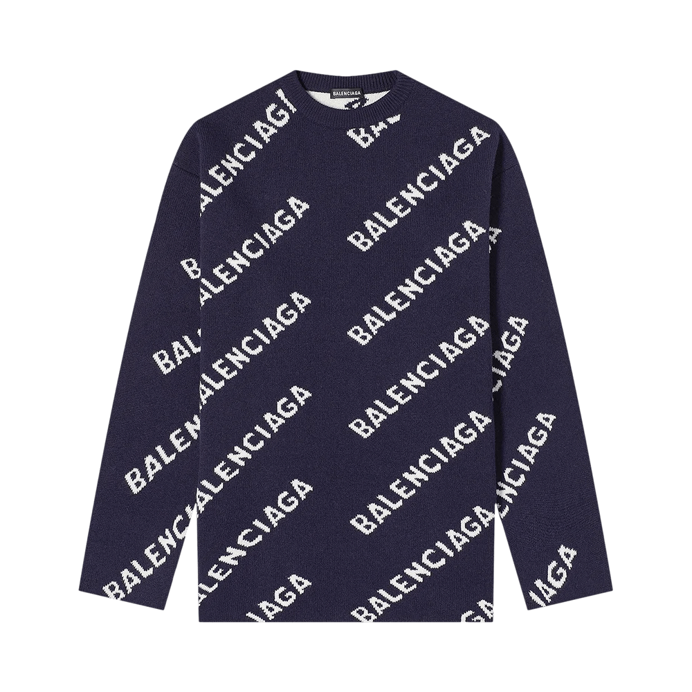 Size xl Balenciaga Allover Logo Crewneck 'Black/White'