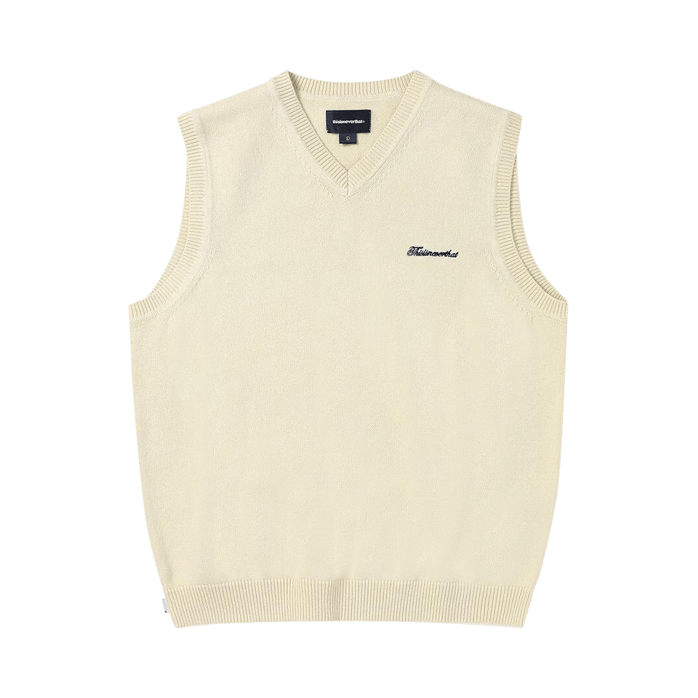 【THISISNEVERTHAT】Script Logo Knit Vest Ivory Buy thisisneverthat Script Logo Knit Vest 'Ivory