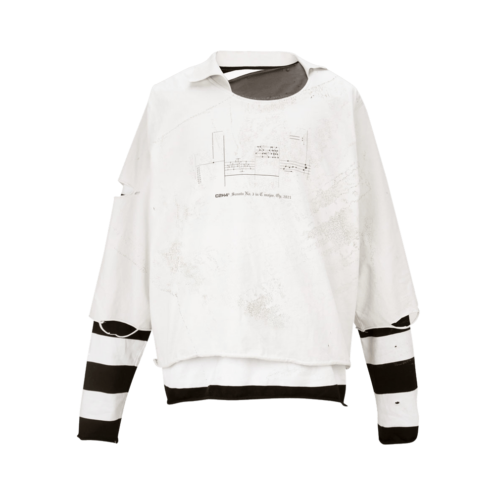 Buy C2H4 Panelled Distressed Double Layer Long-Sleeve T-Shirt 'Black/White'  - R003 028T | GOAT