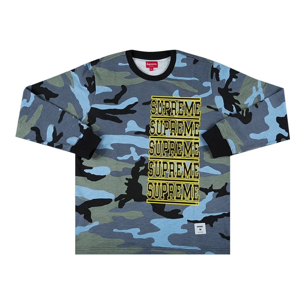 Buy Supreme Stacked Long-Sleeve Top 'Blue Camo' - SS18KN63 BLUE