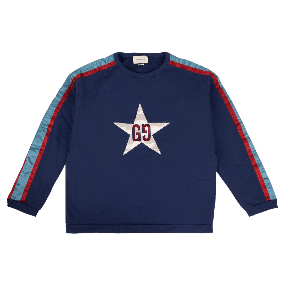 Buy Gucci GG Star Design Crewneck Sweatshirt Blue 576065 XJBBQ 4429 GOAT