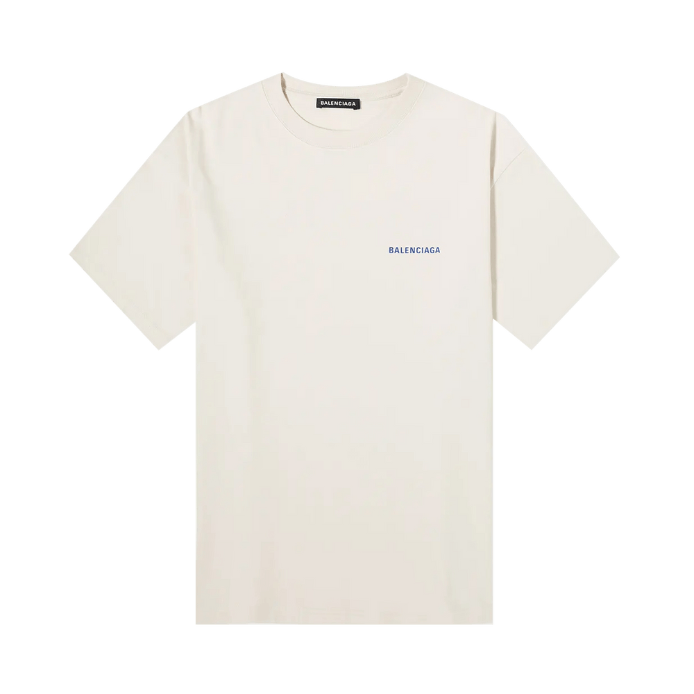 Buy Balenciaga Badge Logo Tee 'Chalky White/Blue' - 612966 TIVG5