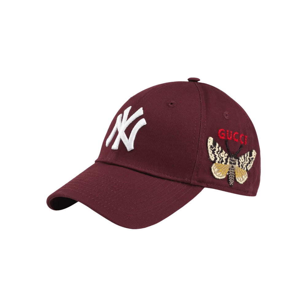 GUCCI × NY YANKEES　コラボキャップ バタフライ ワインレッド 新品 GUCCI ヤンキース キャップ バタフライ RFIDタグ 正規品