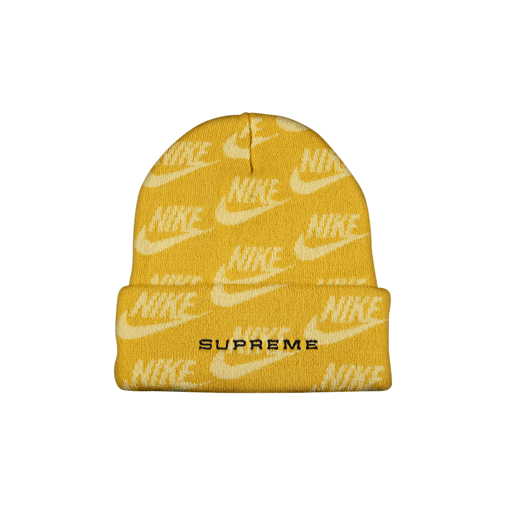 Buy Supreme x Nike Jacquard Logos Beanie 'Pale Yellow