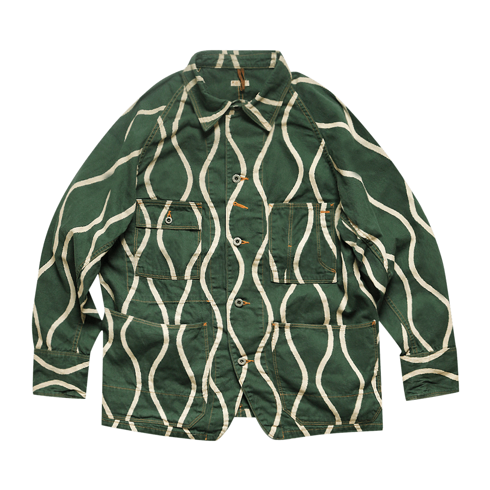 Buy Kapital Linen Canvas Drunken-Stripe Cactus Coverall