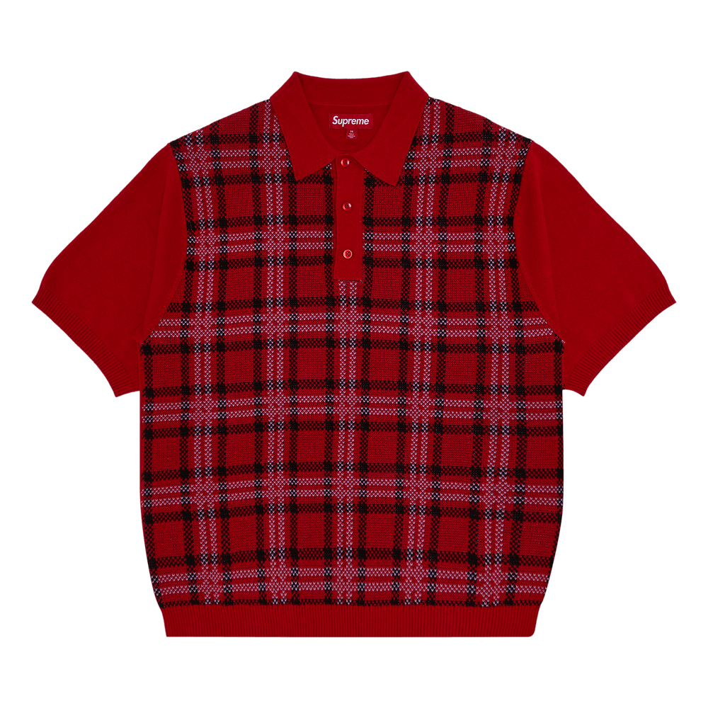 Buy Supreme Plaid Knit Short-Sleeve Polo 'Red' - SS24KN58