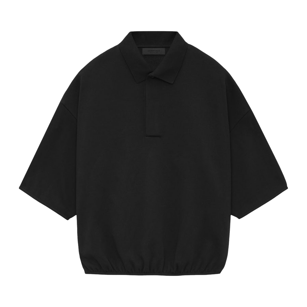 トップス Fear Of God Essentials 3/4 Sleeve Polo L Fear of God ESSENTIALS Black 3/4 Sleeve Polo Sweatshirt | Pacsun