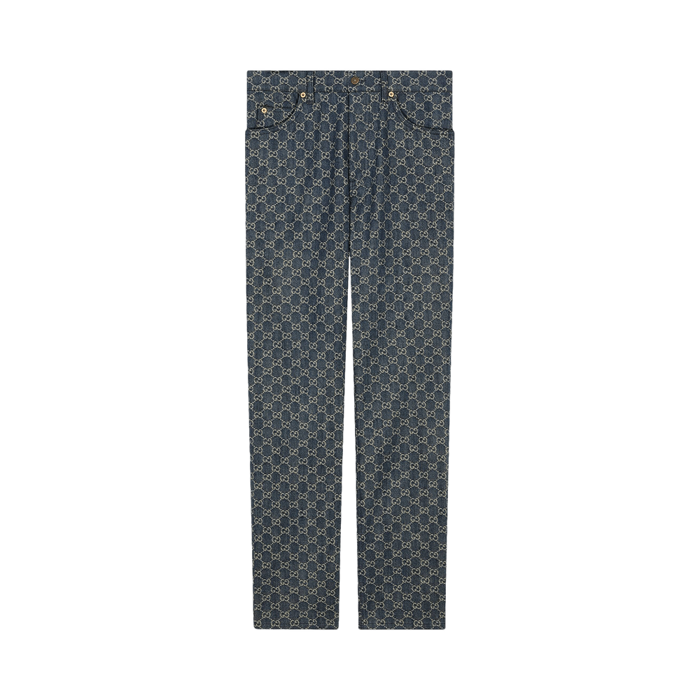 GUCCI グッチ GG Logo ECO WASHED DENIM WIDE Buy Gucci Eco Washed GG Denim Pant 'Dark Blue/Ivory' - 649092