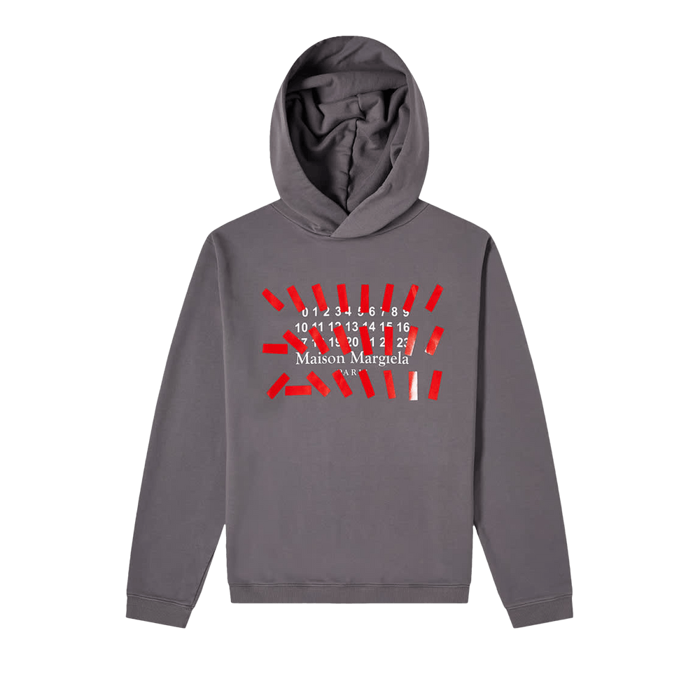 Buy Maison Margiela Tape Print Oversized Hoodie 'Storm Grey