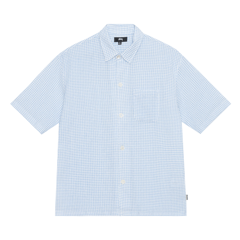 Buy Stussy Boxy Flat Hem Crinkled Shirt 'Blue Check