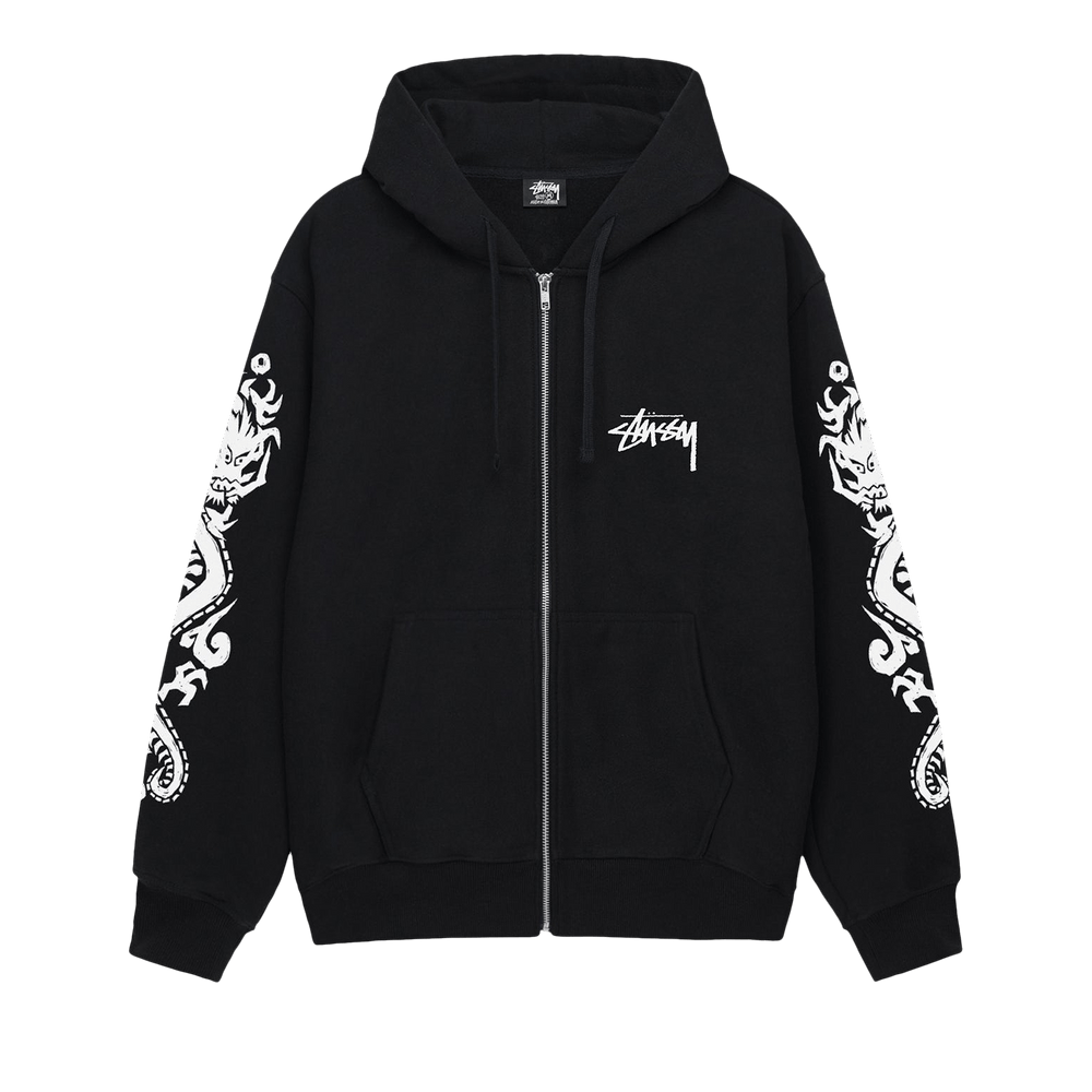 Black stussy zip up hoodie clearance