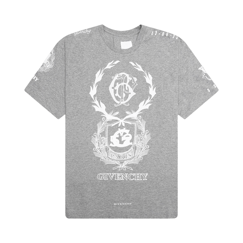 Tシャツ・カットソー GIVENCHY Men T Shirts BM712H3YMW 055 grey Buy Givenchy 4G Embroidered Crewneck T-Shirt 'Light Grey